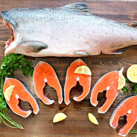 Купить Дикий тихоокеанский лосось: Чавыча тушка, с/м, б/г, 3-5 кг., Камчатка во Владивостоке!