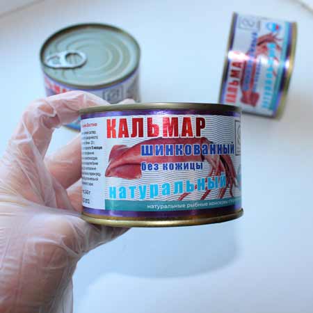 Купить Консервы Кальмар шинкованный, натуральный, ж/б, 240гр. во Владивостоке