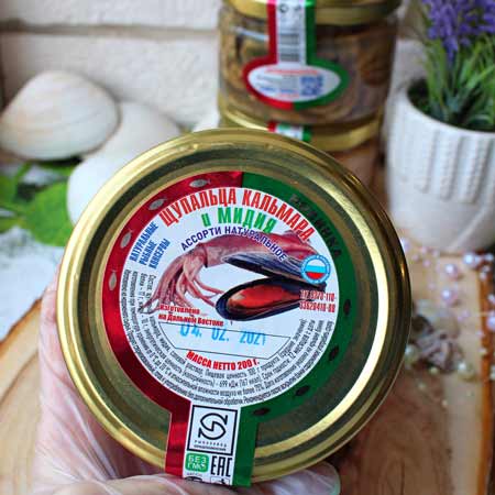 Купить Ассорти Щупальца кальмара и мидия, натуральные, ст.б. 200гр во Владивостоке