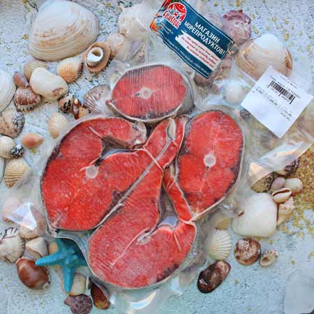 Купить Дикий тихоокеанский лосось: Стейк Чавычи, с/м во Владивостоке