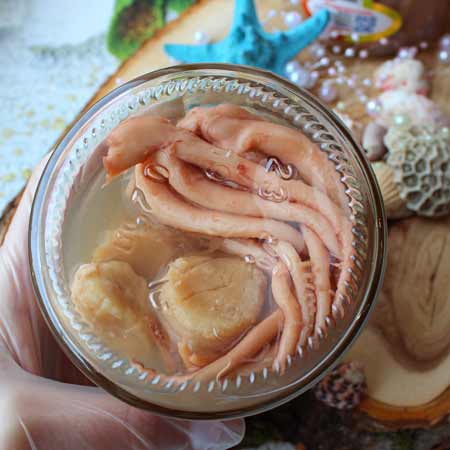 Купить Ассорти Щупальца кальмара и гребешок, натуральные, ст.б. 200гр во Владивостоке